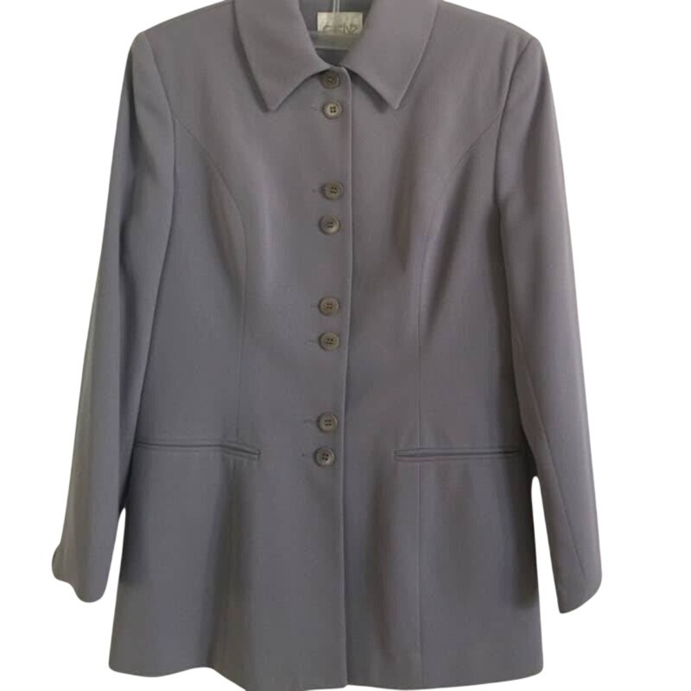 Cache Vintage Lavender Grey Skirt Suit Set Blazer and Pencil Skirt 2 Piece
